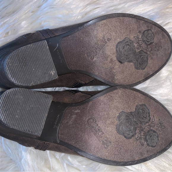 Zipper up Brown suede ankle booties Sz8 heel 3.5” - Picture 9 of 11